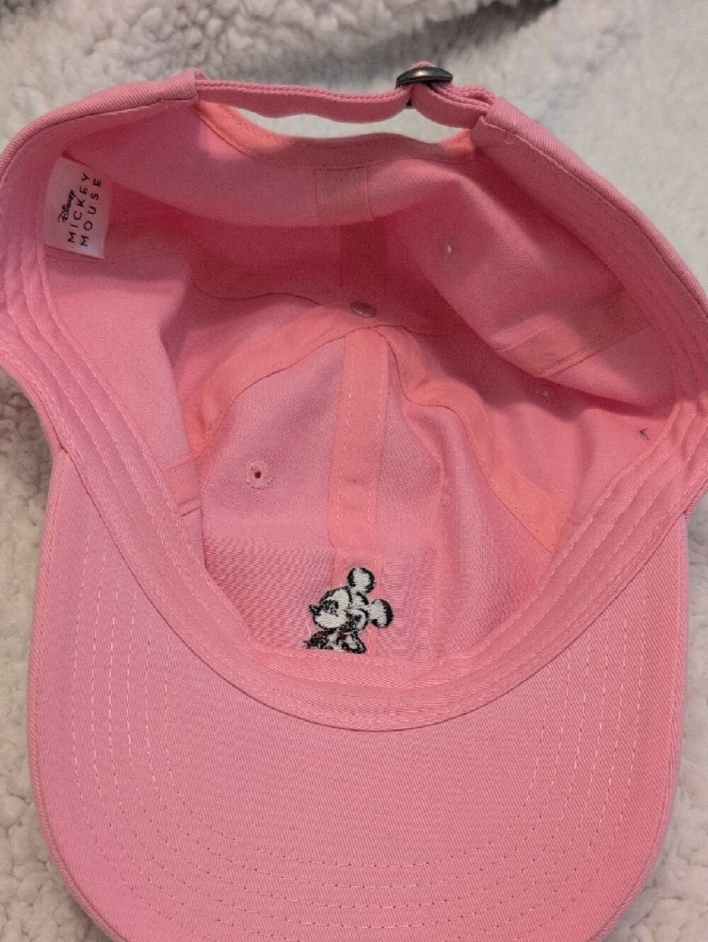 Disney Pink Mickey Mouse Cap - Solid Pink 100% Cotton - Picture 3 of 4